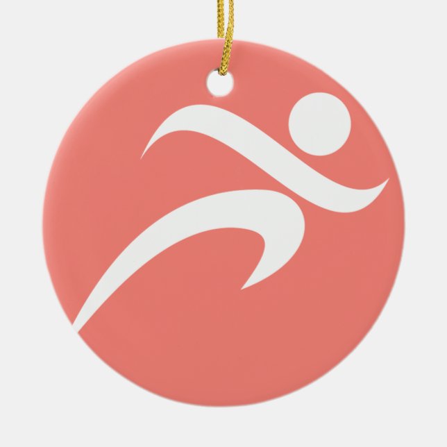 Coral Pink Running Ceramic Tree Decoration (Front)