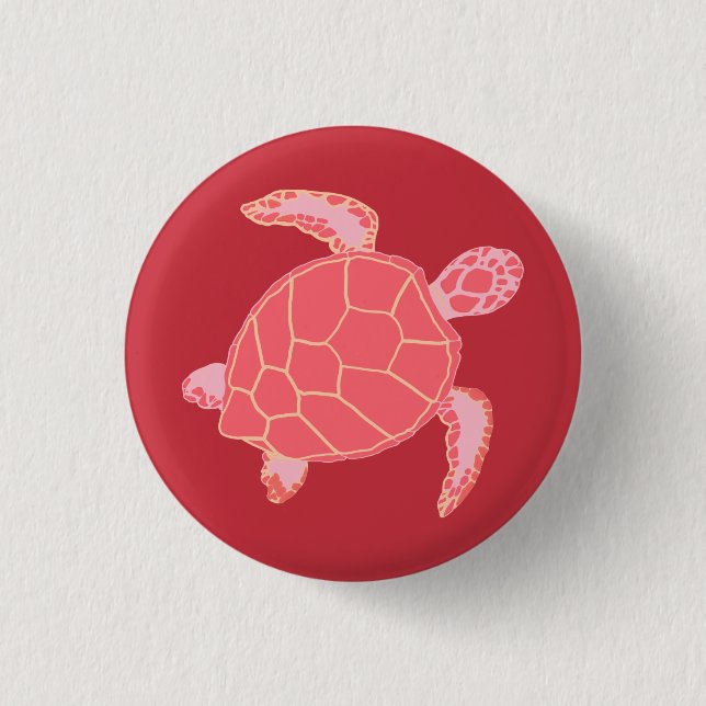 Coral Pink Sea Turtle 3 Cm Round Badge (Front)