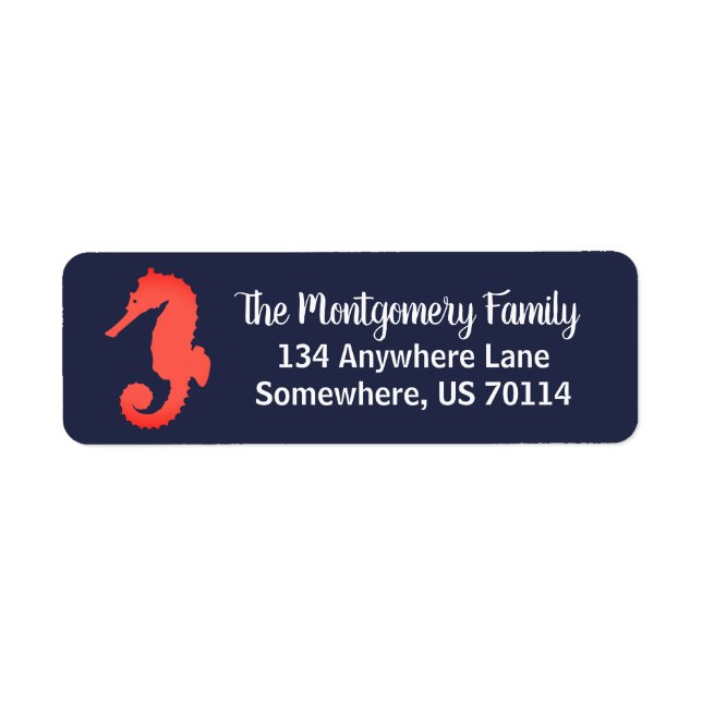 Coral Pink Seahorse Silhouette & Navy Blue (Front)