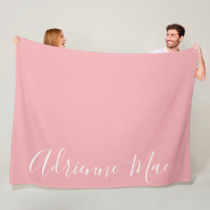 Coral Pink Simply Personalised Fleece Blanket