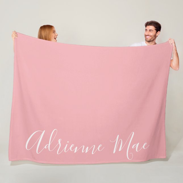 Coral Pink Simply Personalised Fleece Blanket (In Situ)