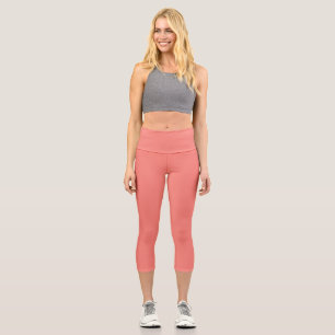 Coral Pink Solid Colour Capri Leggings