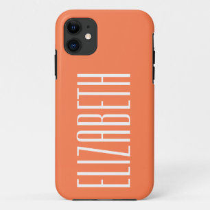 Coral Pink Solid Colour   Minimalist Monogram iPhone 11 Case