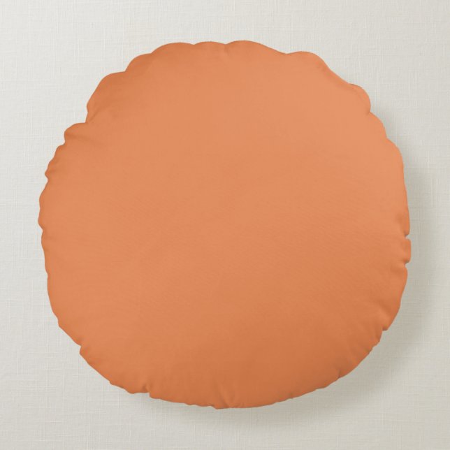 Coral pink solid colour ready to customise round cushion (Front)