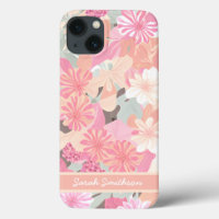 Coral Pink Spring Wildflowers Trendy Floral