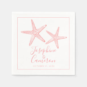 Coral Pink Starfish Beach Wedding Napkin