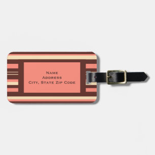 Coral Pink Striped Travel Bag ID Custom Luggage Tag