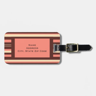 Coral Pink Striped Travel Bag ID Custom Luggage Tag