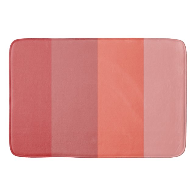Coral Pink Stripes  Bath Mat (Front)