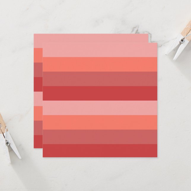 Coral Pink Stripes  Card (Front/Back In Situ)
