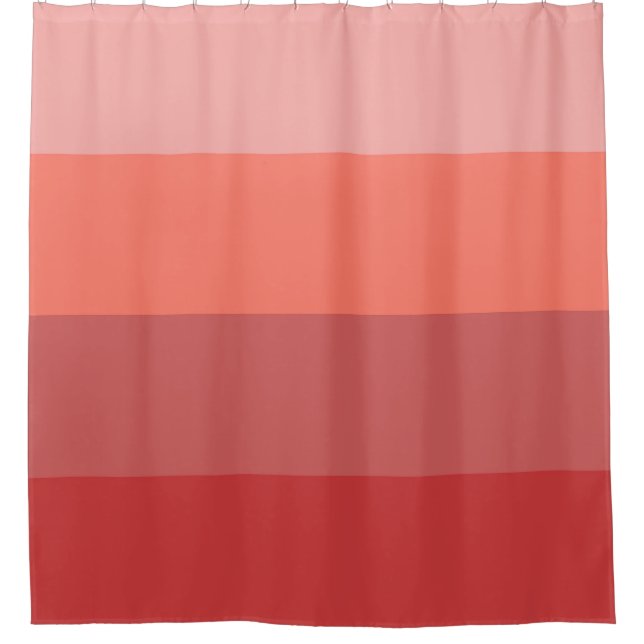 Coral Pink Stripes shower curtain (Front)