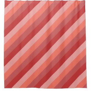 Coral Pink Stripes Shower Curtain