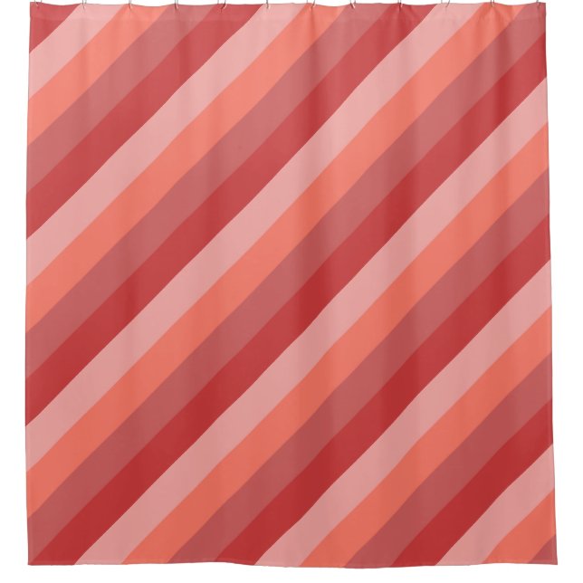 Coral Pink Stripes  Shower Curtain (Front)