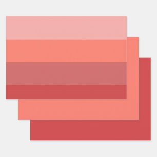 Coral Pink Stripes Wrapping Paper Sheet