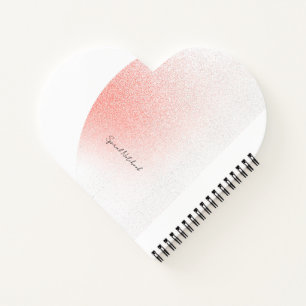 Coral Pink Stylish Heart Shape Spiral Notebook