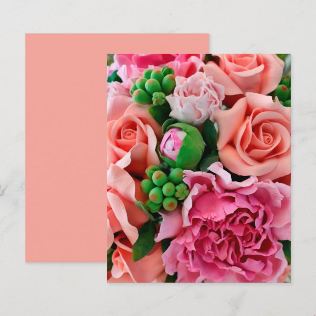 Coral & Pink Tea Rose Flowers Flat Paper Sheet (Front/Back)