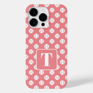 Coral pink tennis print iPhone 14 Pro Max case