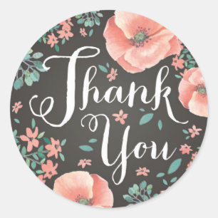 Coral Pink Thank You Sticker