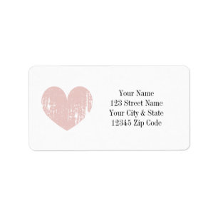 Coral pink vintage heart address labels