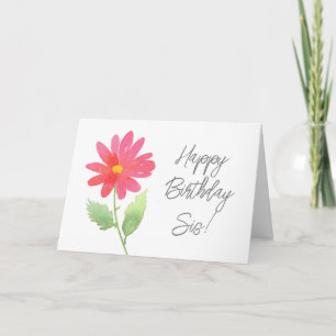 Coral Pink Watercolor Daisy Card