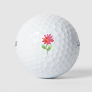 Coral Pink Watercolor Daisy   Golf Balls