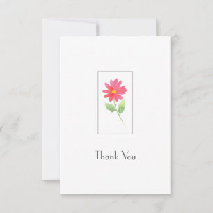 Coral Pink Watercolor Daisy Thank You Card