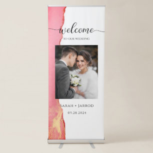 Coral Pink Wedding Welcome Retractable Banner