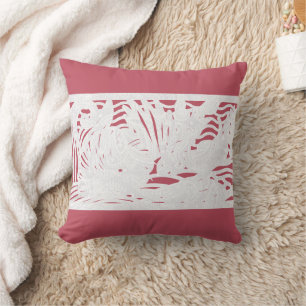 Coral Pink White Beach Coastal Seashells Cushion