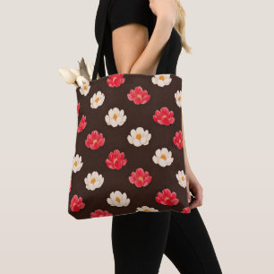  Coral Pink White Floral Pattern  Tote Bag