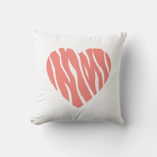 Coral Pink Wild Heart Cushion (Front)