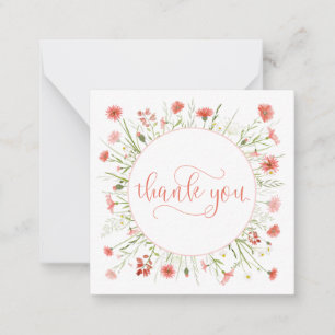 Coral Pink Wildflower Personalised Thank You Card