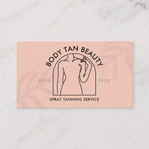 Coral Pink Woman Touching Shoulder Window Spa Business Card