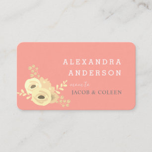 Coral Pink Yellow Rose Floral Mummy Business Card