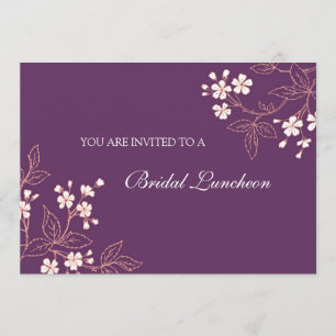 Coral Plum Floral Bridal Lunch Invitation Cards