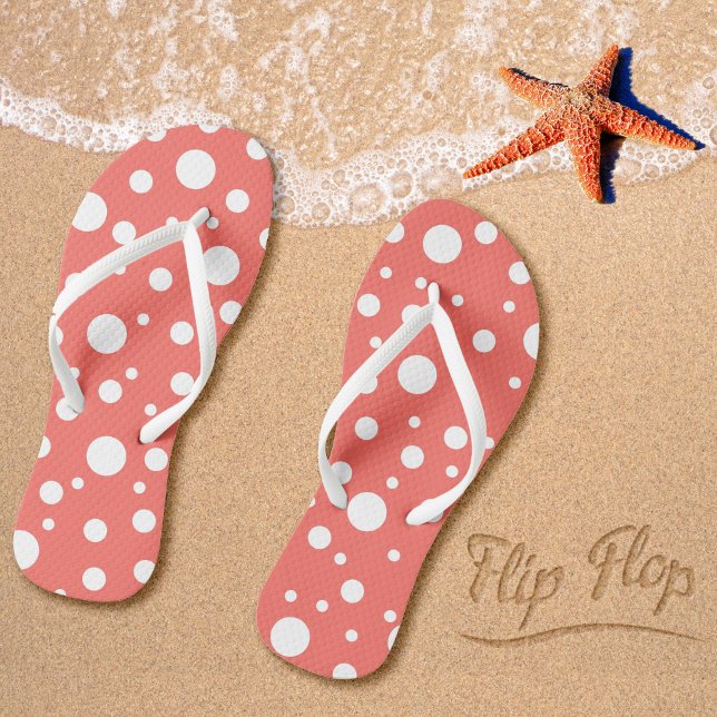 Coral Polka Dot Flip Flops (Creator Uploaded)