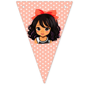 Coral Polka Dot Little Girl's Birthday Bunting