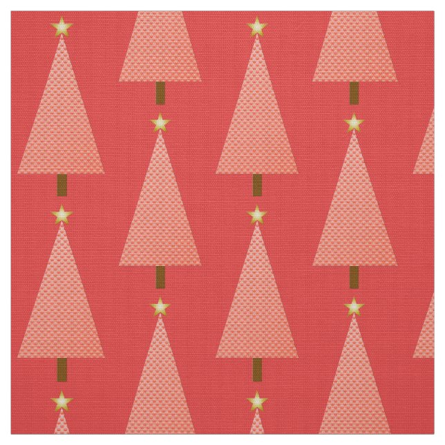 Coral polka dot modern Christmas tree Fabric (Swatch)