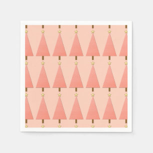 Coral polka dot modern Christmas tree Napkin