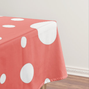 Coral Polka Dot Tablecloth