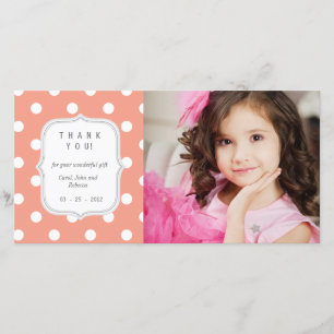Coral Polka Dots - Any Occasion Thank you Card
