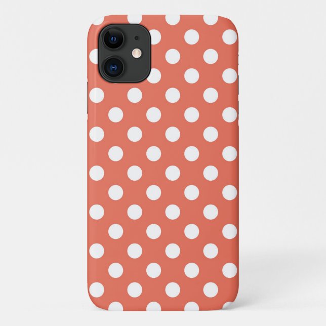 Coral Polka Dots Pattern Case-Mate iPhone Case (Back)