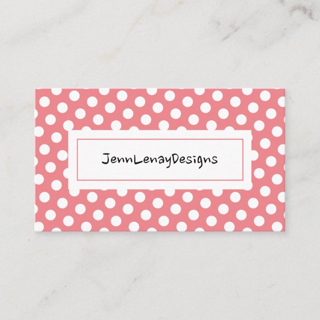 Coral Polka Dots Pattern Chic Business Cards (Front)