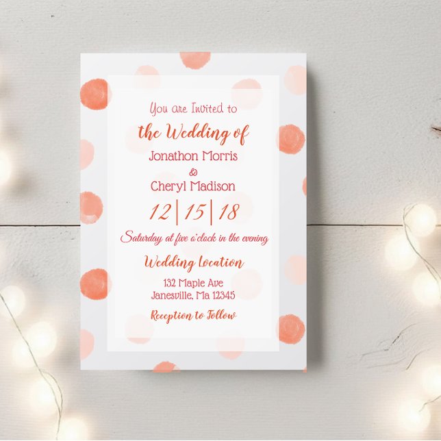 Coral Polka Dots Wedding  Invitation (Creator Uploaded)