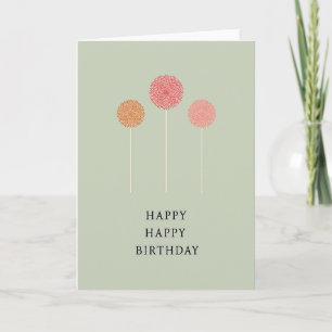 Coral Pom Birthday Card