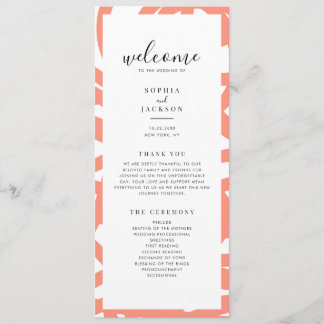 Coral Pop Modern Abstract Wedding Program Programme