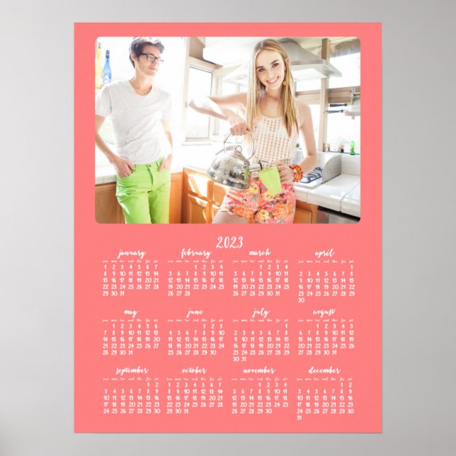 Coral Poster Yearly 2023 Calendar With Photo 18x24 (Front)