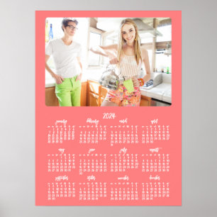 Coral Poster Yearly 2024 Calendar With Photo 18x24