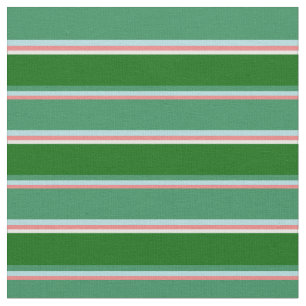 Coral, Powder Blue, Sea Green, Dark Green & White Fabric