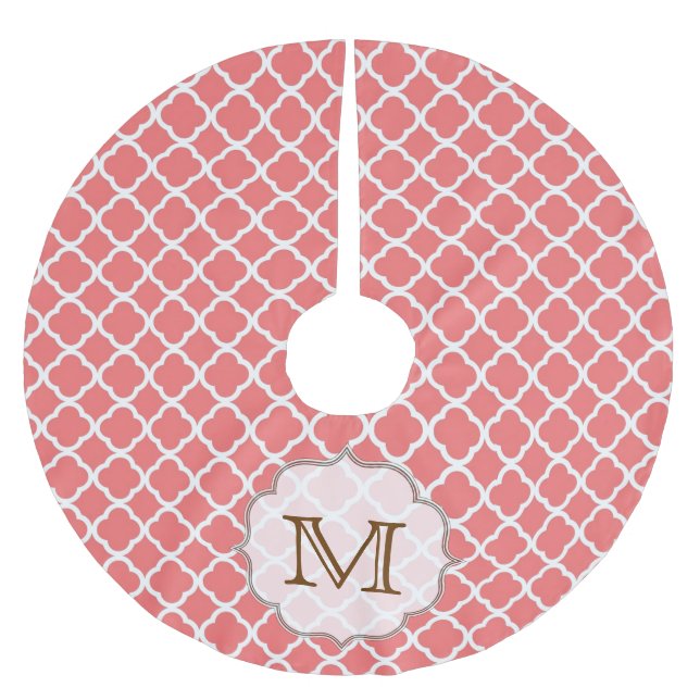 Coral Quarterfoil Latti Monogram Tree Skirt (Front)