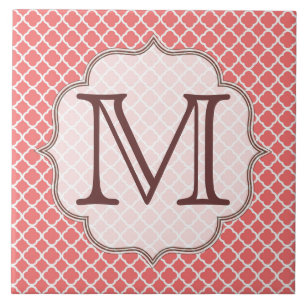 Coral Quaterfoil Latti Monogram Display Tile